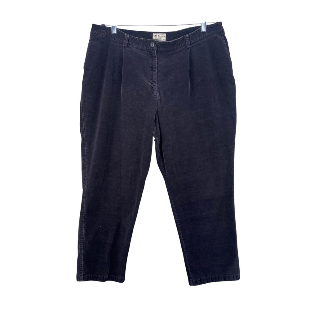 LL Bean Corduroy Pants 20WP Petite Pleated University Academic Dark Winter Fall